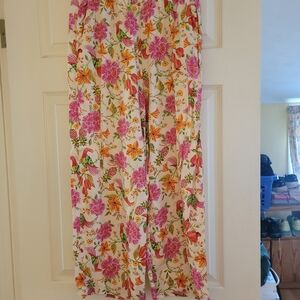 Rachel Zoe Floral Wide-Leg Pants in Pink, Orange & Cream